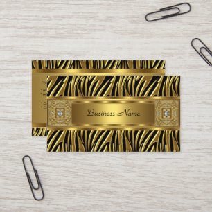Gouden Wilde Zebra Zwarte Juwelen Look Image Visitekaartje