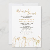 Gouden Wildflower Schets Bruiloft Diner Repetitie Kaart (Voorkant)