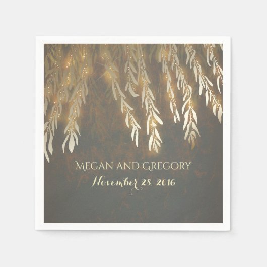  Gouden Wilg Boomtakken Huwelijk Servet (Voorkant)
