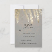 Gouden wilgentak bruiloft RSVP-kaarten