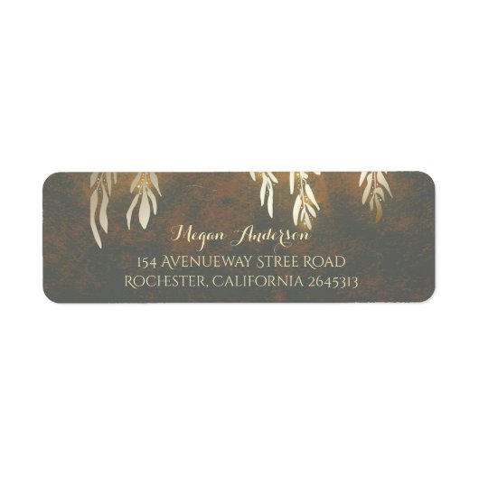 Gouden Willow Tree takken bruiloft Etiket (Voorkant)