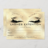 Gouden wimperextensie-make-up-certificaat cadeau (Voorkant / Achterkant)
