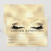 Gouden wimperextensie make-up certificaat cadeau (Voorkant / Achterkant)