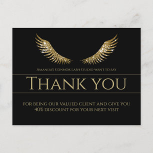 Gouden Wimpers Dank U Simpel Zwart Briefkaart