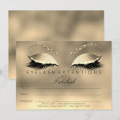 Gouden Wimpers Extensie Make-up Certificaat Cadeau (Voorkant / Achterkant)