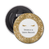 Gouden Wimpers girly glam glitter Button Flesopener (Voorkant)