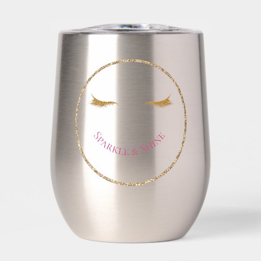 Gouden Wimpers girly glam glitter glimlach (Voorkant)