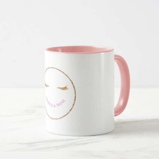 Gouden Wimpers girly glam glitter glimlach Mok (Voorkant rechts)