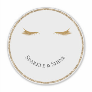 Gouden Wimpers girly glam glitter glimlach Sticker