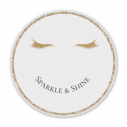 Gouden Wimpers girly glam glitter glimlach Sticker (Voorkant)