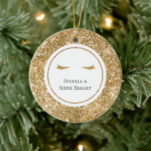 Gouden Wimpers girly glam glitter Keramisch Ornament