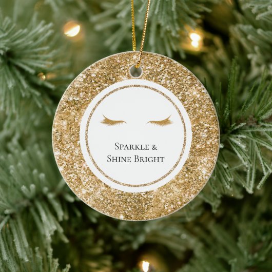 Gouden Wimpers girly glam glitter Keramisch Ornament (Boom)