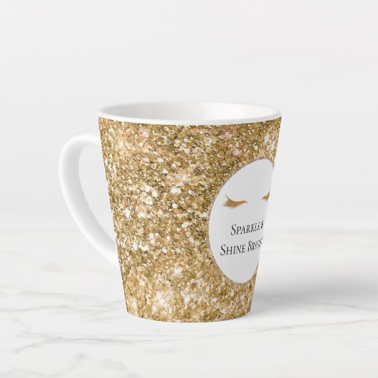Gouden Wimpers girly glam glitter Latte Mok (Linkerhoek)