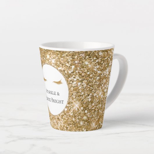 Gouden Wimpers girly glam glitter Latte Mok (Rechterhoek)
