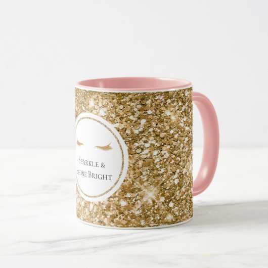 Gouden Wimpers girly glam glitter Mok (Voorkant rechts)