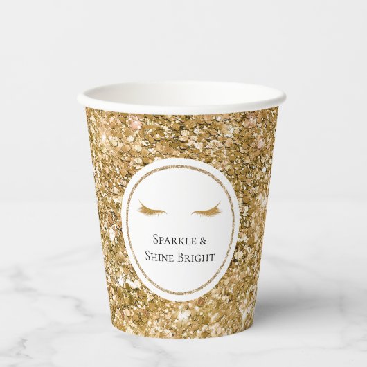 Gouden Wimpers girly glam glitter Papieren Bekers (Voorkant)