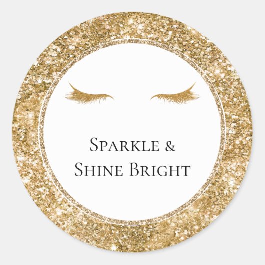 Gouden Wimpers girly glam glitter Ronde Sticker (Voorkant)