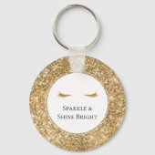 Gouden Wimpers girly glam glitter Sleutelhanger (Voorkant)
