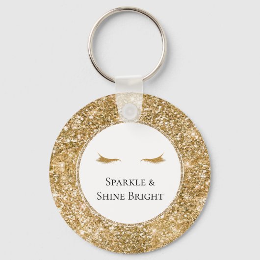 Gouden Wimpers girly glam glitter Sleutelhanger (Voorkant)