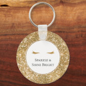 Gouden Wimpers girly glam glitter Sleutelhanger (Voorkant)