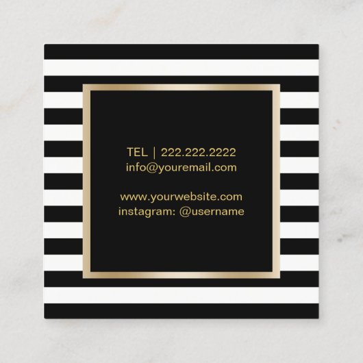 Gouden wimpers make-up artiest moderne zwarte stre vierkante visitekaartje (Achterkant)