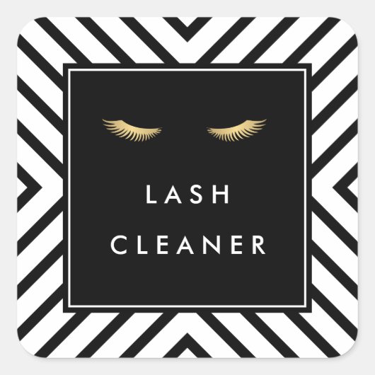 Gouden Wimpers met Mod Zwart en Wit Patroon Vierkante Sticker (Voorkant)