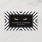 Gouden Wimpers met Mod Zwart en Wit Patroon Visitekaartje (Voorkant)