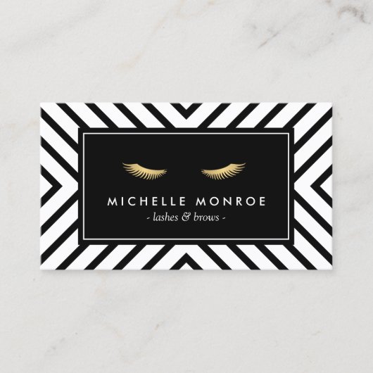Gouden Wimpers met Mod Zwart en Wit Patroon Visitekaartje (Voorkant)