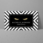 Gouden Wimpers met Mod Zwart en Wit Patroon Visitekaartje