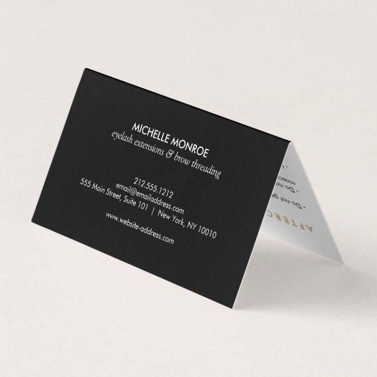 Gouden Wimpers Mod Patroon Salon Aftercare Visitekaartje (Achterkant)