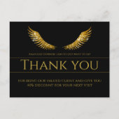 Gouden Wimpers Vleugels Dank Je Wel Vet Gedrukt Zw Briefkaart (Voorkant)