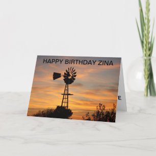 Gouden Windmolen Silhouet Verjaardagskaart Kaart