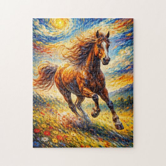 Gouden Windpaard Legpuzzel (Verticaal)