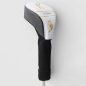 Gouden Winkelwagen Monogram Initiaal en Naam Geper Golfheadcover (Schuin)