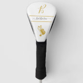 Gouden Winkelwagen Monogram Initiaal en Naam Geper Golfheadcover (Voorkant)