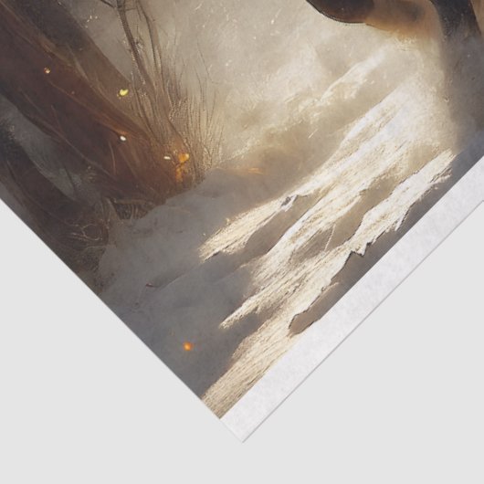 Gouden Winter Hengsten Decoupage Tissuepapier (Detail)