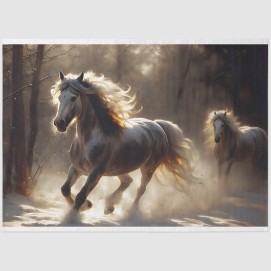 Gouden Winter Hengsten Decoupage Tissuepapier (Voorkant)