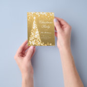 Gouden Winter Kerstboom Uitnodigen Programma Menu (Hand)