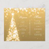 Gouden Winter Kerstboom Uitnodigen Programma Menu (Achterkant)