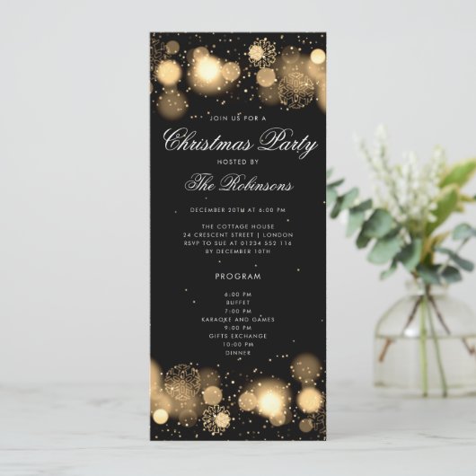 Gouden Winter Kerstfeest Uitnodigen Programma & Me (Staand voorkant)