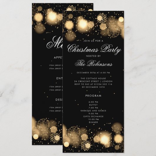 Gouden Winter Kerstfeest Uitnodigen Programma & Me (Voorkant / Achterkant)