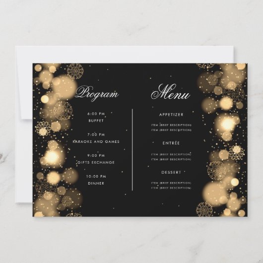 Gouden Winter Kerstfeest Uitnodigen Programma & Me (Achterkant)