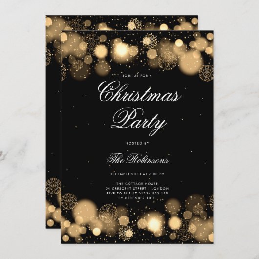 Gouden Winter Kerstfeest Uitnodigen Programma & Me (Voorkant / Achterkant)