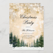 Gouden Winter Kerstmis Uitnodigen Programma Menu (Voorkant / Achterkant)