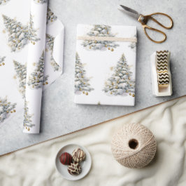 Gouden Winter Pine Tree Cadeaupapier