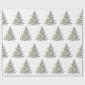Gouden Winter Pine Tree Cadeaupapier (Vlak)
