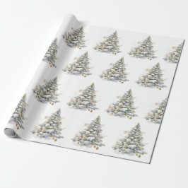 Gouden Winter Pine Tree Cadeaupapier