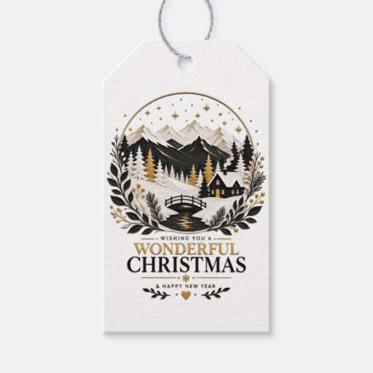 Gouden Winter Silhouet 1 Cadeaulabel (Voorkant)