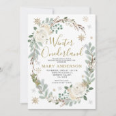 Gouden Winter Sneeuw Onederland 1e verjaardag Kaart (Voorkant)