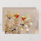 Gouden Winter Sneeuw Vogels Land Kerstmis Feestdagenkaart (Voorkant / Achterkant)